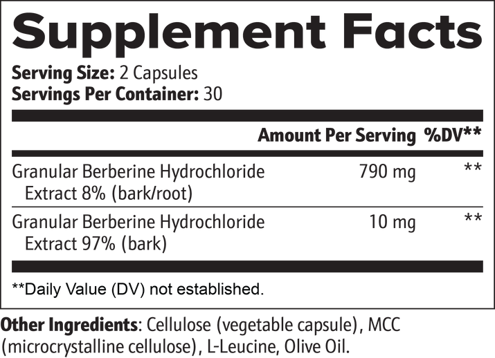 Berberine 800mg - Blood Sugar Support - fat loss - AMPK Activation - Liver Support