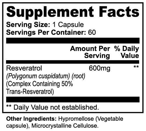 Resveratrol 50% 600mg - Mitochondrial Support